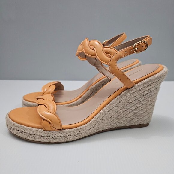 NEW Stuart Weitzman Twist Sandal Size 10 Mango Orange Leather Wedge Espadrille - Picture 13 of 13